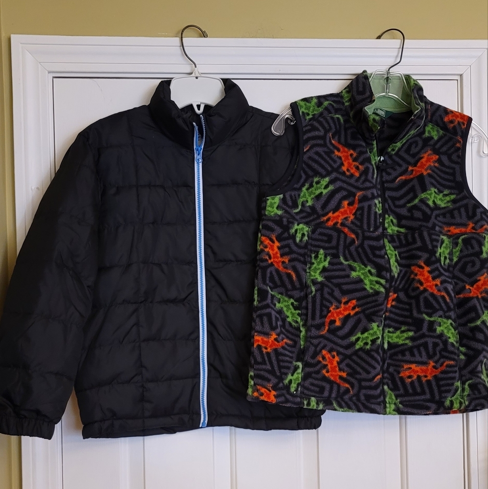 Boy's L.L.Bean Gecko Fleece Vest Old Navy Jacket Bundle